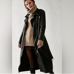 Free People Isabelle Vegan Leather Moto Coat